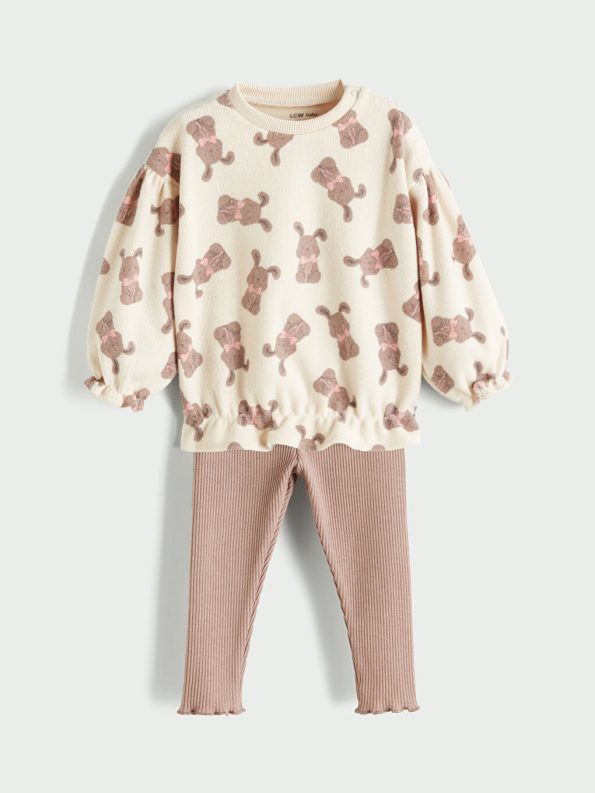 New Year Themed Baby Girl Sweatshirt and Leggings Set