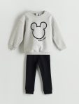 Mickey Mouse Printed Crew Neck Sweatshirt and Joggers Set for Baby Boys