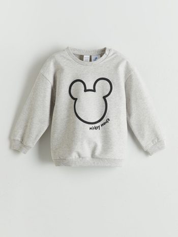 Mickey Mouse Printed Crew Neck Sweatshirt and Joggers Set for Baby Boys
