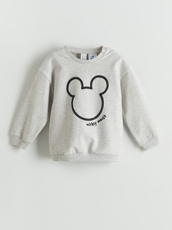 Mickey Mouse Printed Crew Neck Sweatshirt and Joggers Set for Baby Boys