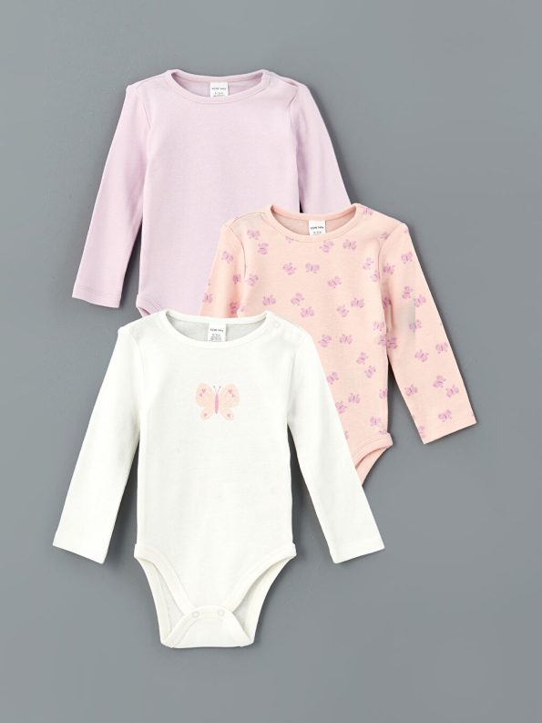 Bicycle Neck Baby Girl Bodysuit with Pants and Headband Set