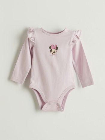 Minnie Mouse Print Baby Girl Bodysuit and Pants Set