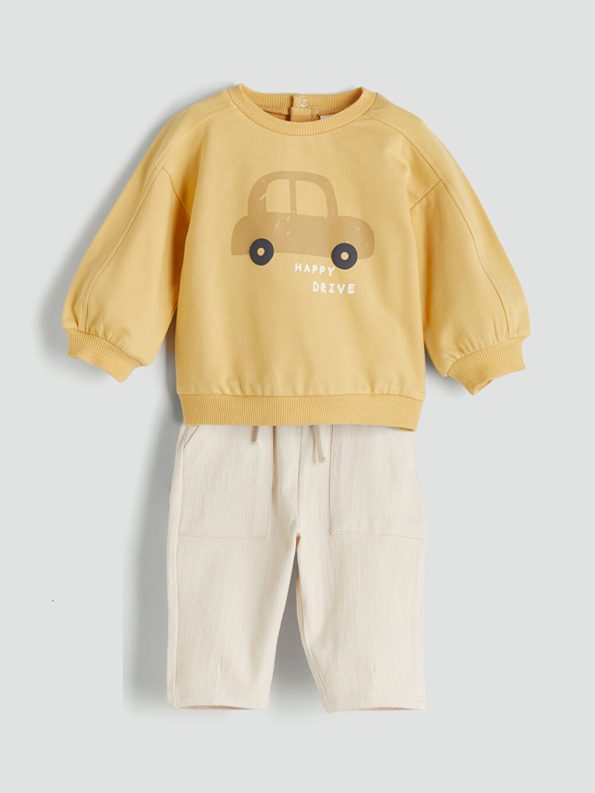Basic Elastic Waistband Boys' Sweatpants Set