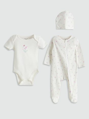 Printed Baby Girl Cardigan and Pants Set