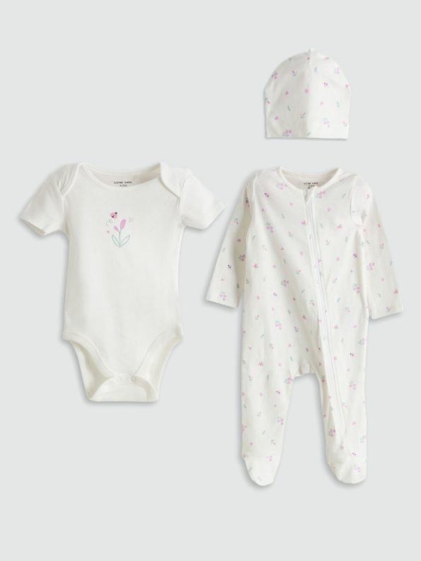 Printed Baby Girl Cardigan and Pants Set