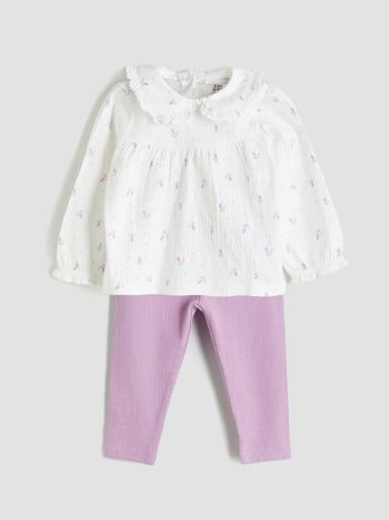 Velvet Baby Girl Blouse and Overall Set