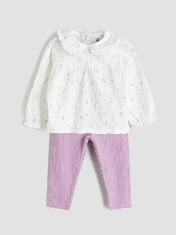 Velvet Baby Girl Blouse and Overall Set