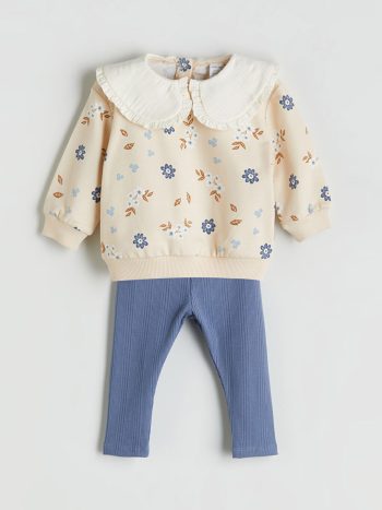 Cotton Baby Girl Dungaree and T-Shirt Set