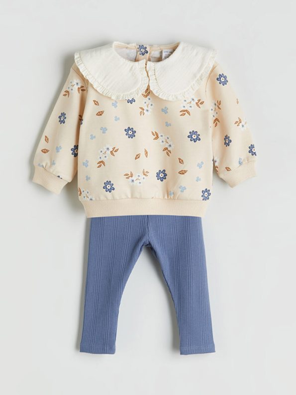 Cotton Baby Girl Dungaree and T-Shirt Set