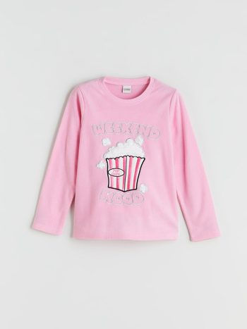 Girls' Thick Sweatshirt with Barbie Print and Crew Neck