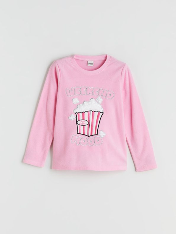 Girls' Thick Sweatshirt with Barbie Print and Crew Neck