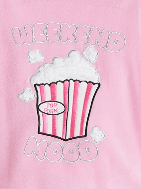 Girls' Thick Sweatshirt with Barbie Print and Crew Neck