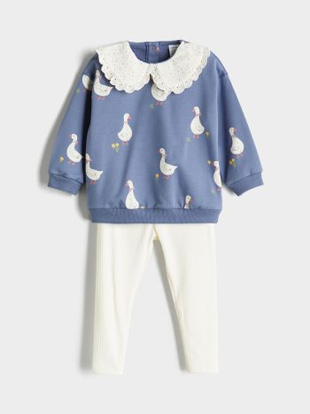 Girls' Bicycle Neck Sweatshirt and Leggings Set