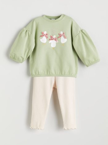 Elastic Waist Printed Leggings for Baby Girls