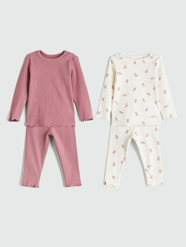 Floral Bike Neck Blouse and Leggings Set for Baby Girls
