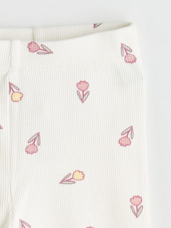 Floral Bike Neck Blouse and Leggings Set for Baby Girls