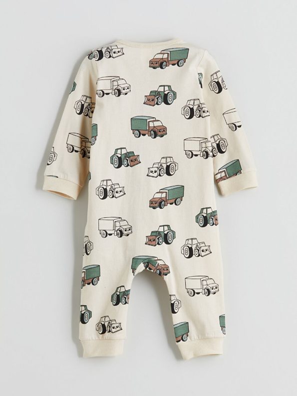 Printed Crew Neck Baby Boys' Cotton Romper