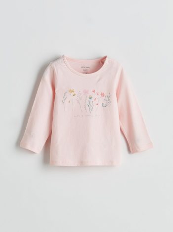 Bicycle Neck Long Sleeve Patterned Baby Girl Sweatshirt and Pants Set