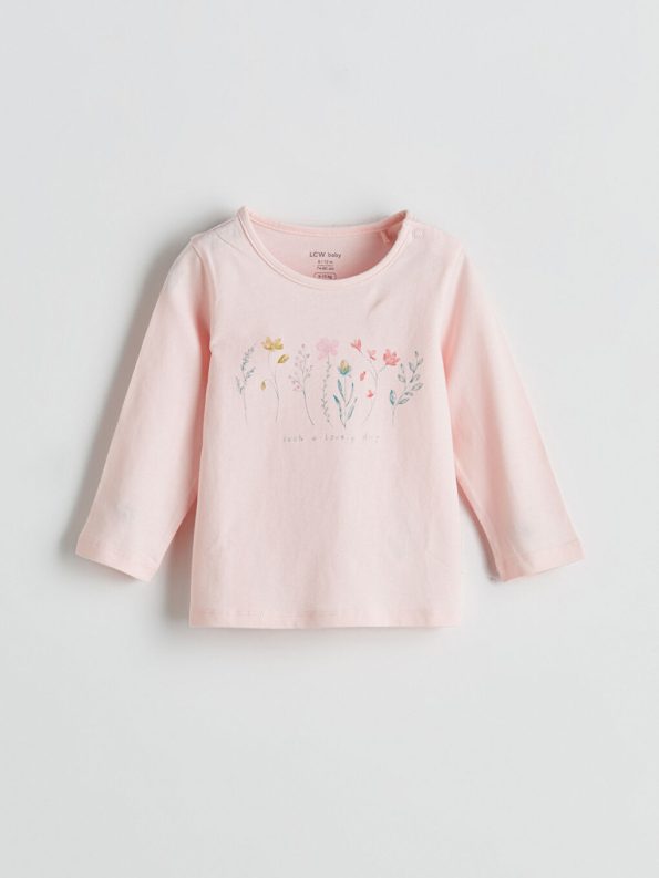 Bicycle Neck Long Sleeve Patterned Baby Girl Sweatshirt and Pants Set
