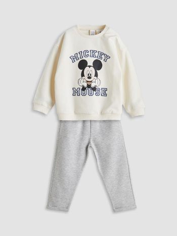 Mickey Mouse Printed Baby Boys' Sweatshirt and Jogger Set