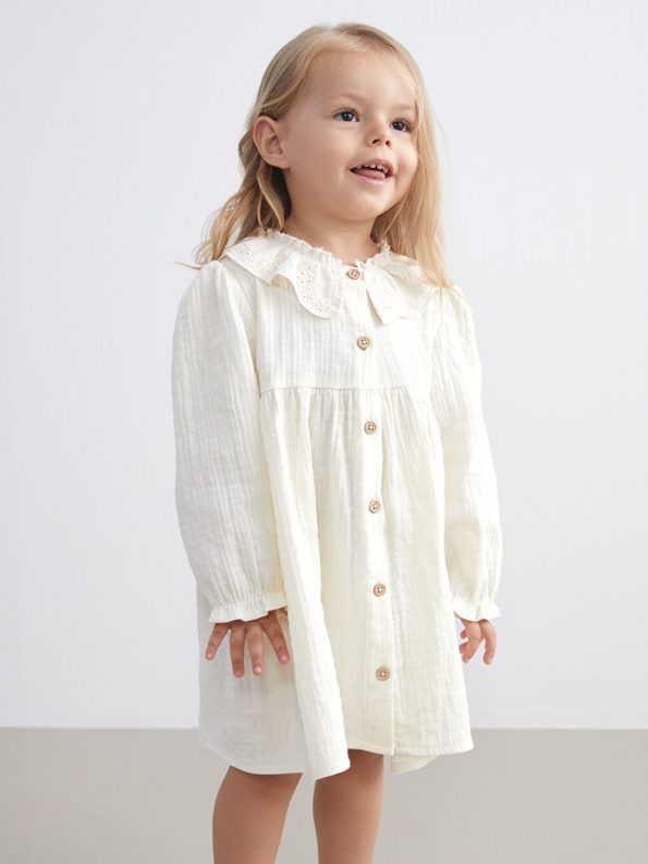 Basic Round Neck Dress for Baby Girls