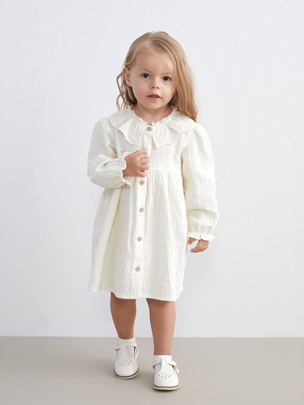 Basic Round Neck Dress for Baby Girls