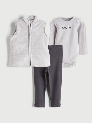 Striped Crew Neck Baby Boy Romper