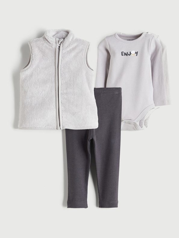 Striped Crew Neck Baby Boy Romper