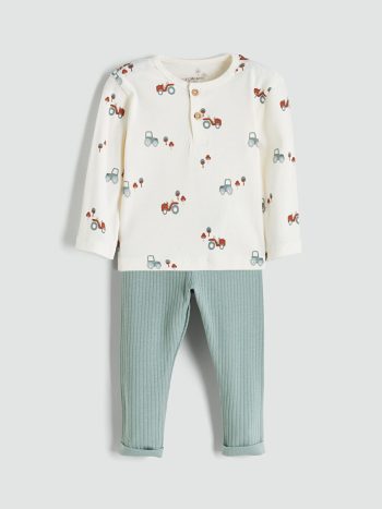 Plush Baby Boy Cardigan and Pants Set
