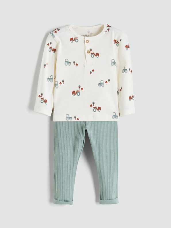 Plush Baby Boy Cardigan and Pants Set
