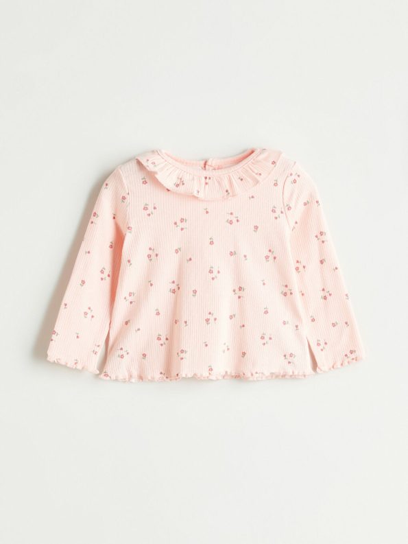 Floral Print Baby Girl Romper with Crew Neck