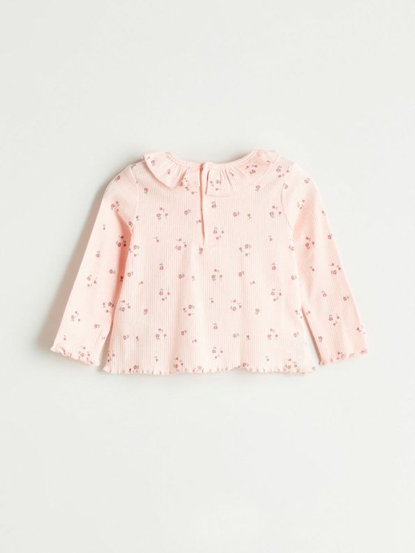 Floral Print Baby Girl Romper with Crew Neck