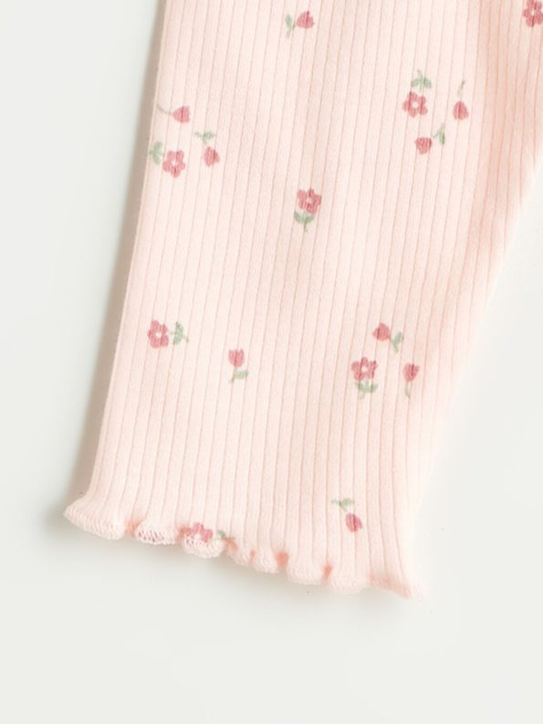 Floral Print Baby Girl Romper with Crew Neck