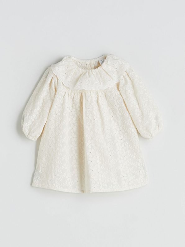 Floral Long Sleeve Dress with Crew Neck for Baby Girls