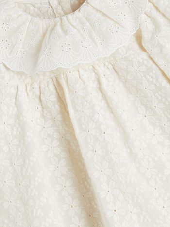 Floral Long Sleeve Dress with Crew Neck for Baby Girls