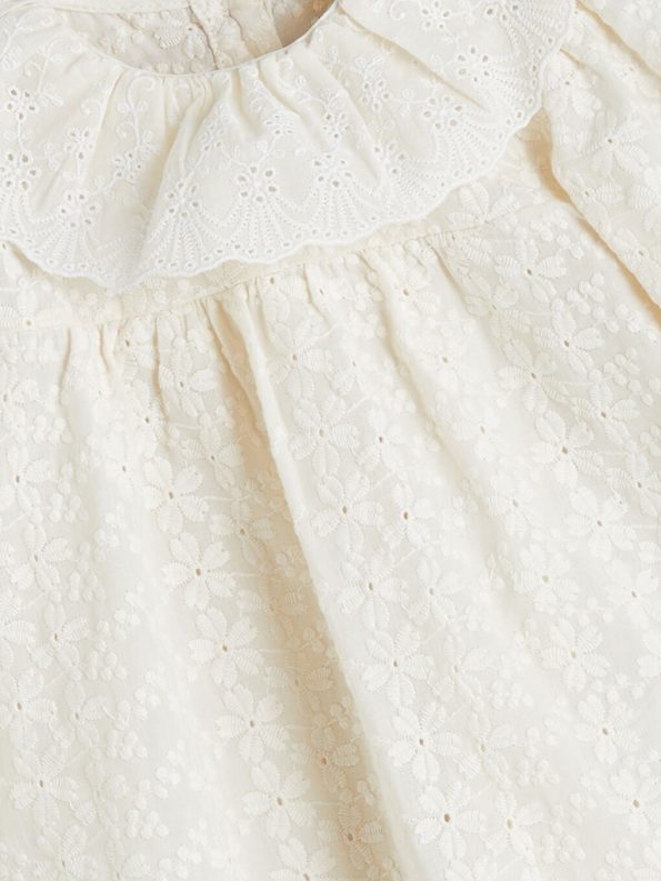 Floral Long Sleeve Dress with Crew Neck for Baby Girls