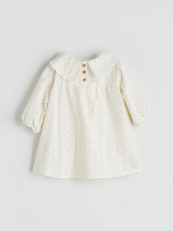 Floral Long Sleeve Dress with Crew Neck for Baby Girls