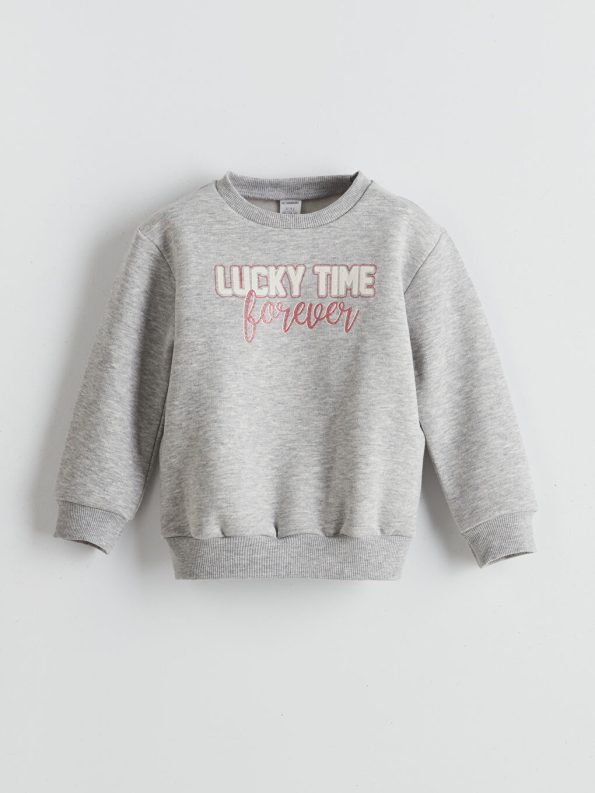 Girls' Long Sleeve Sweatshirt with Bow Embroidery and Leggings