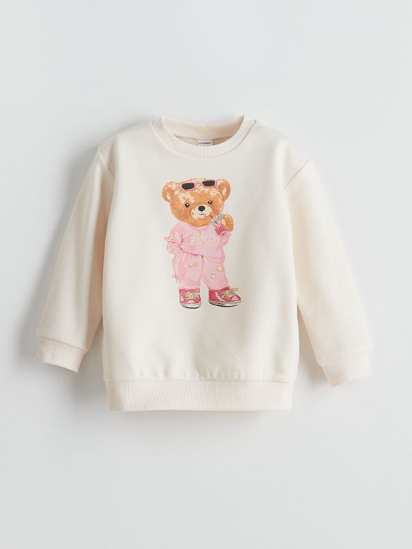Girls' Long Sleeve Sweatshirt with Bow Embroidery and Leggings