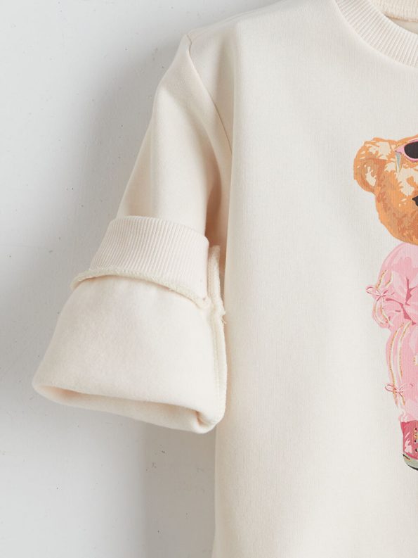 Girls' Long Sleeve Sweatshirt with Bow Embroidery and Leggings