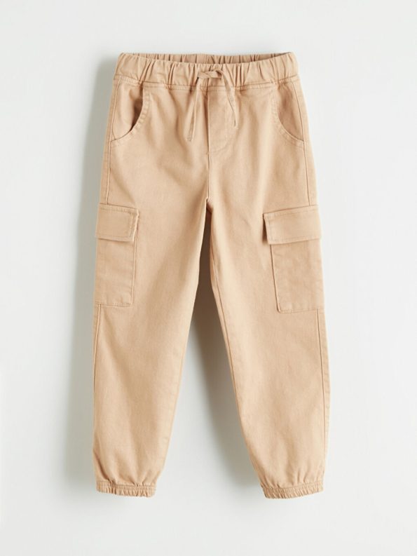 Girls' Basic Gabardine Pants with Elastic Waistband