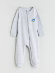 Bicycle Neck Long Sleeve Patterned Unisex Baby Romper