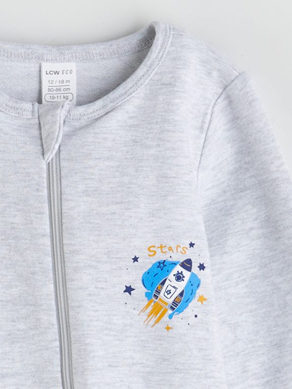 Bicycle Neck Long Sleeve Patterned Unisex Baby Romper