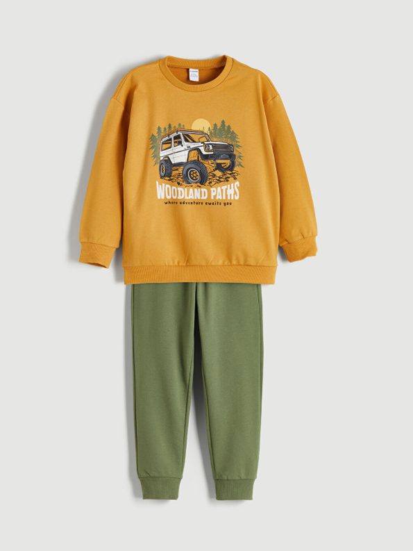 Dinosaur Print Boys' Sweatshirt and Jogger Set