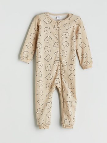 Bicycle Neck Long Sleeve Patterned Unisex Baby Jumpsuit