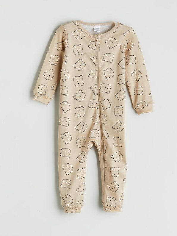 Bicycle Neck Long Sleeve Patterned Unisex Baby Jumpsuit