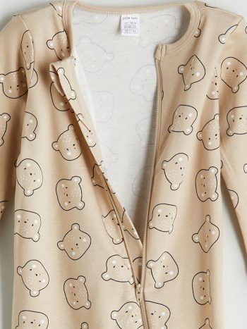 Bicycle Neck Long Sleeve Patterned Unisex Baby Jumpsuit
