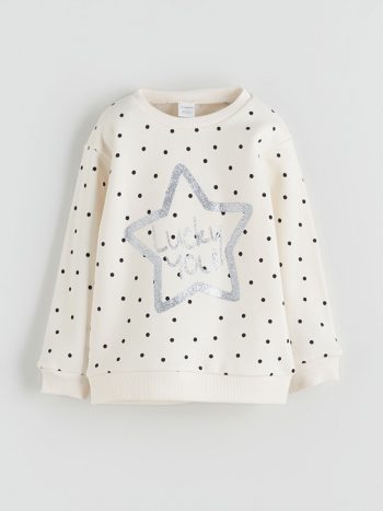 Thick Crew Neck Girl's Baby Sweatshirt