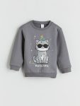 Thick Crew Neck Girl's Baby Sweatshirt