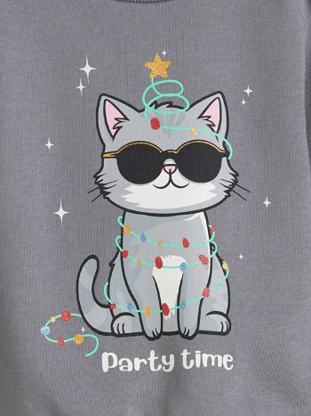 Thick Crew Neck Girl's Baby Sweatshirt